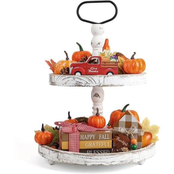 Other - Fall Decor, Thanksgiving Fall Decorations for Home, Fall Tiered Tray Decor Set